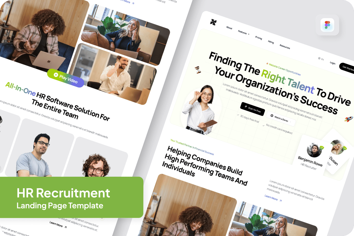 Download JobHive - HR Recruitment Landing Page UI Kit Figma Design