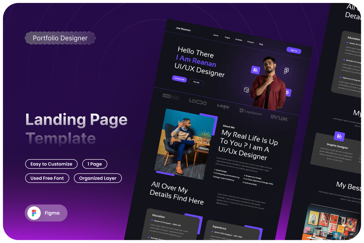 Download Joe Reanan - Portfolio Designer Landing Page Figma Design