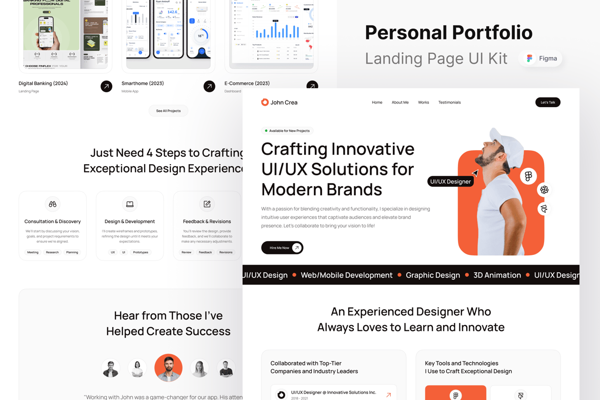 Download John Crea - Personal Portfolio Landing Page Figma Design