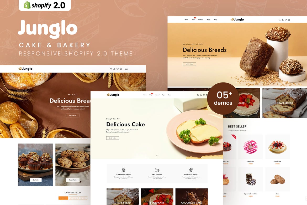 Download Junglo - Cake & Bakery Responsive Shopify 2.0 Them