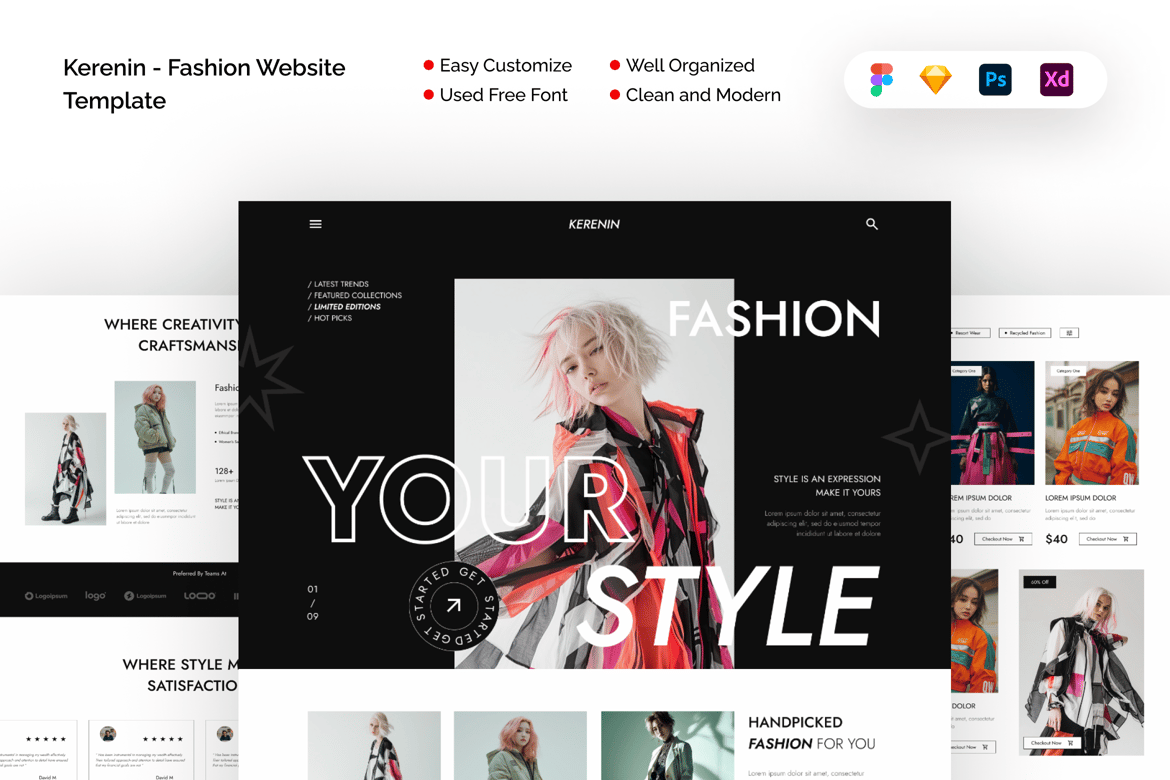 Download Kerenin - Fashion Website Template Figma Design