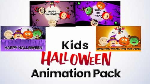 Download Kids in Halloween Costumes - Cartoon Animation Pack After Effects Template