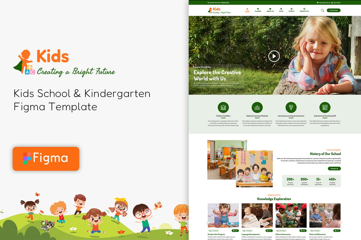 Download Kids - Kindergarten Website Figma Template Figma Design