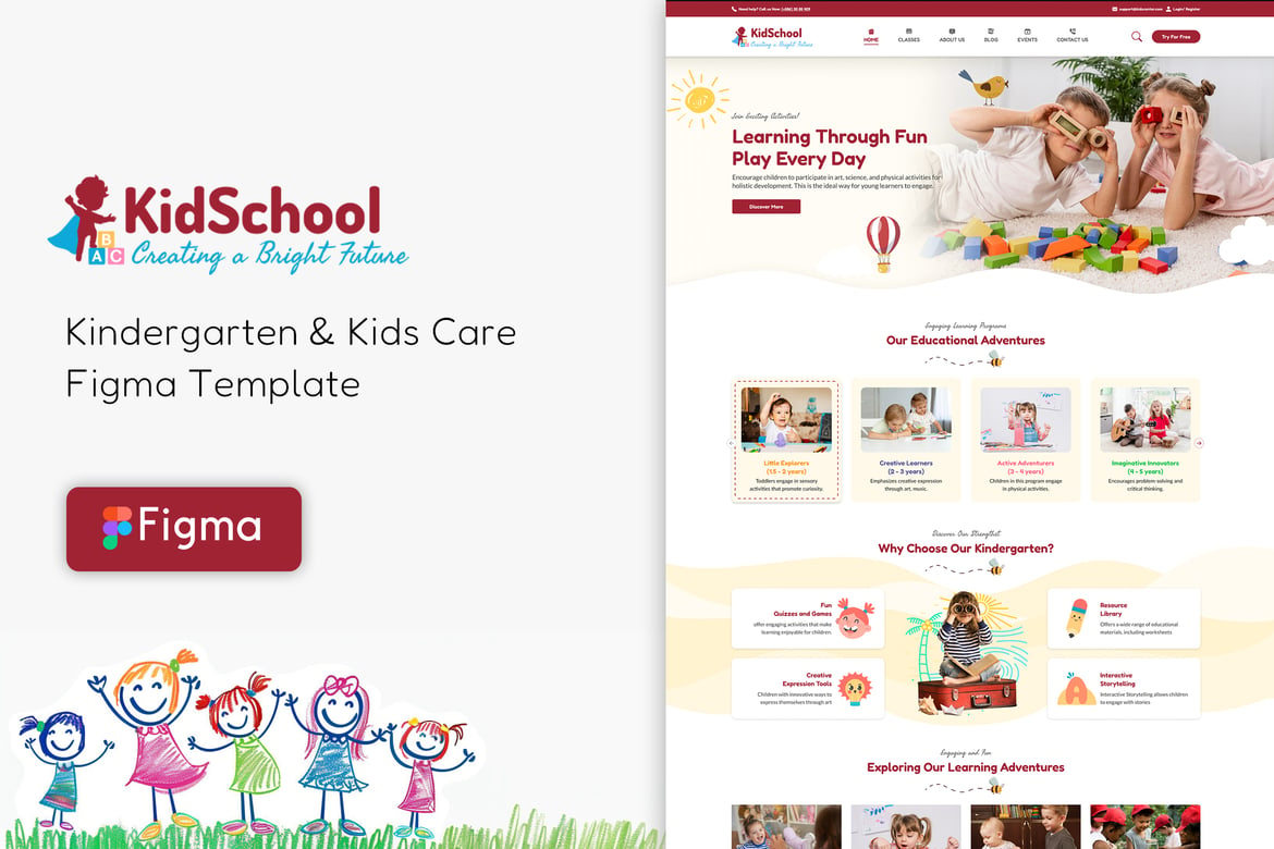 Download KidsSchool - Kindergarten & School Figma Template Figma Design