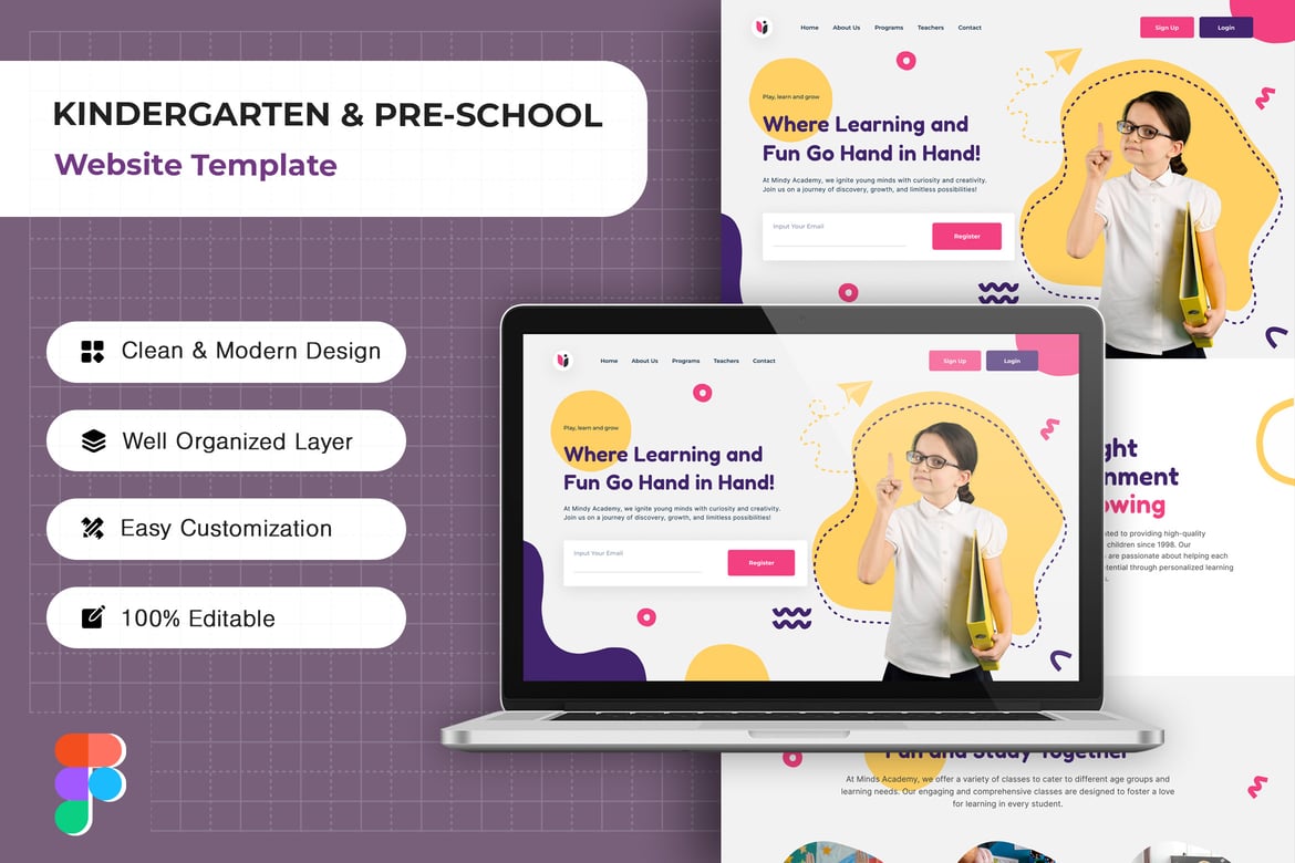 Download Kindergarten & Pre-School Website Template Figma Design