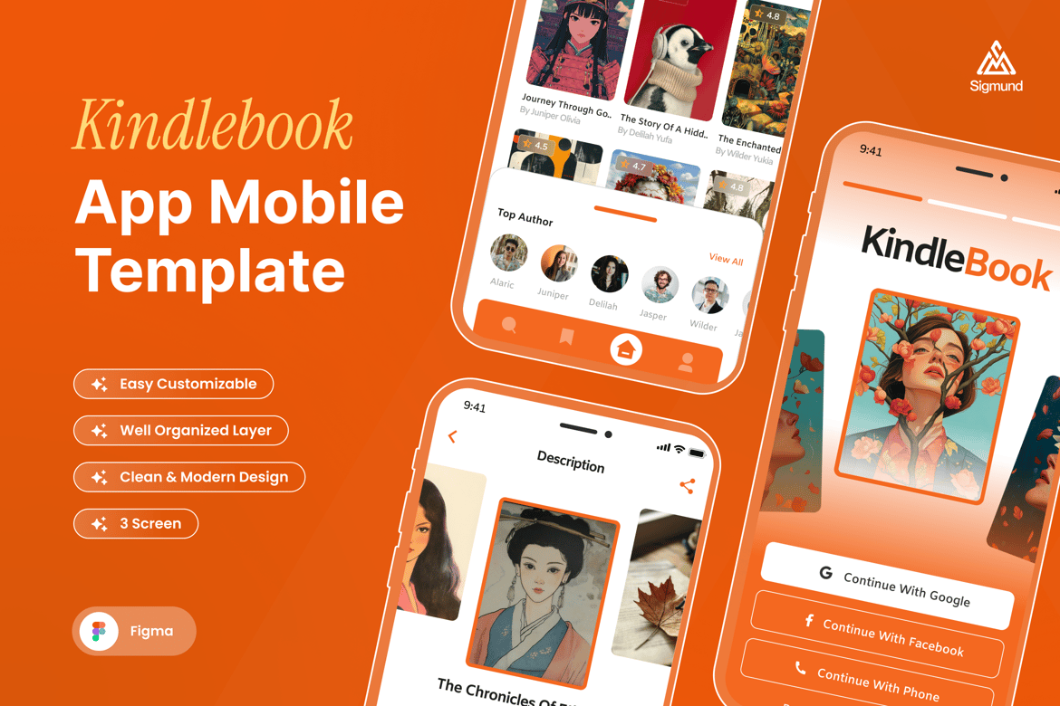 Download Kindlebook - E-Book App Mobile UI Kits Figma Design