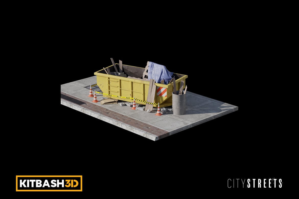 Download Kitbash: City Streets - 20 Yard Dumpster 3D Model