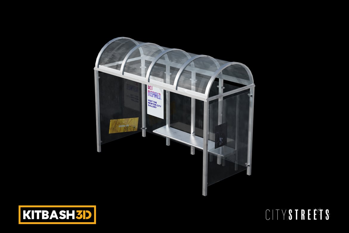 Download Kitbash: City Streets - Bus Stop A 3D Model