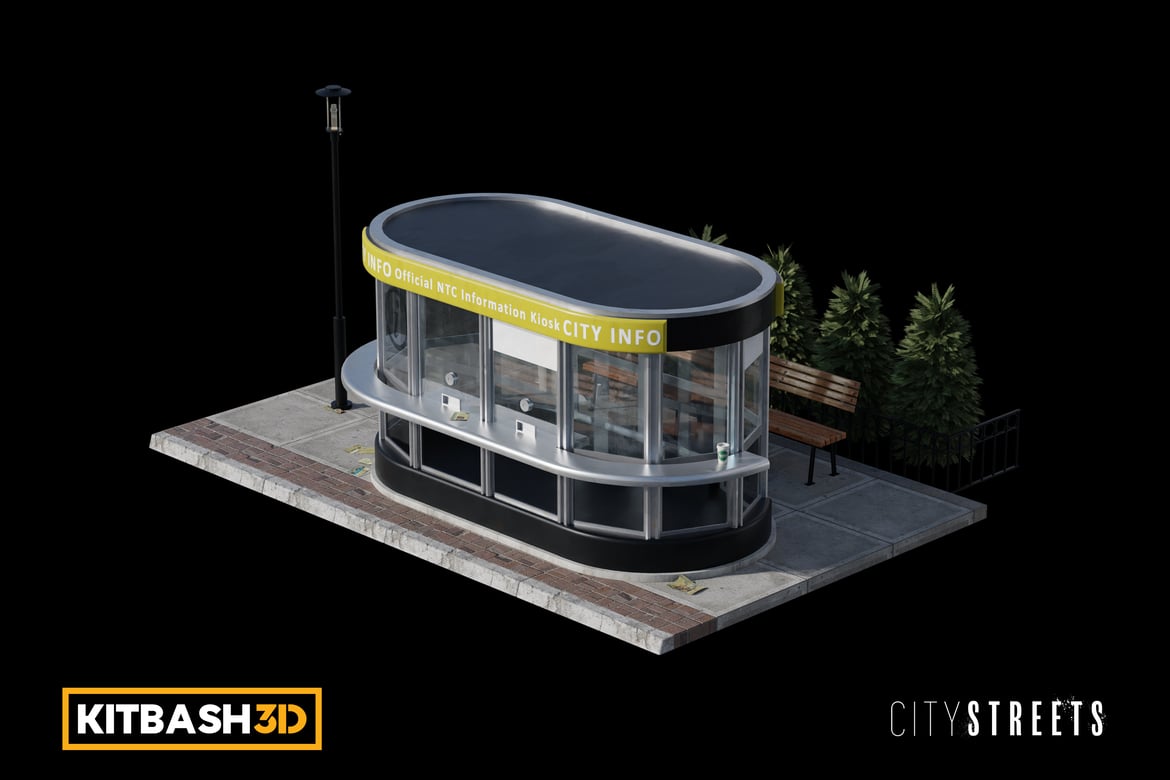 Download Kitbash: City Streets - City Info Sidewalk 3D Model