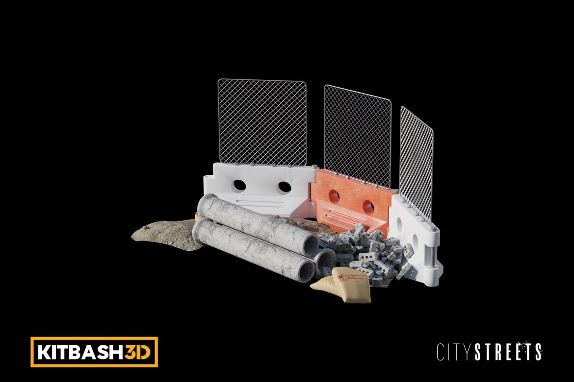 Download Kitbash: City Streets - Construction Barricade 3D Model