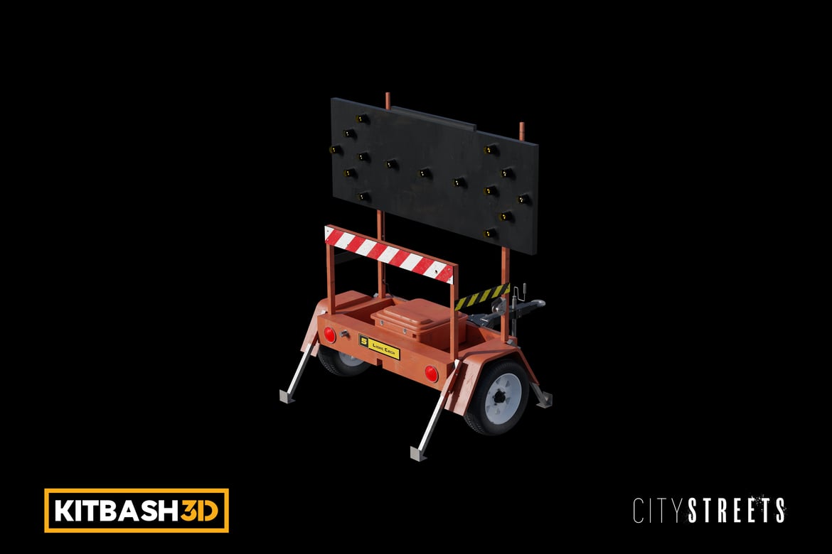 Download Kitbash: City Streets - Construction Road Sign B 3D Model