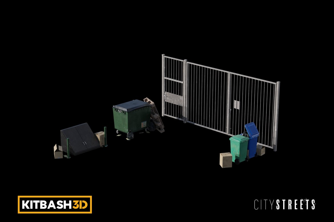 Download Kitbash: City Streets - Gated Alley 3D Model