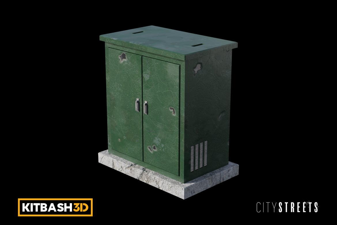 Download Kitbash: City Streets - Green Electrical Box 3D Model