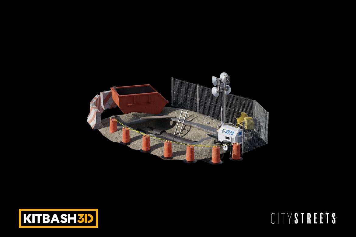 Download Kitbash: City Streets - Ground Construction Site 3D Model