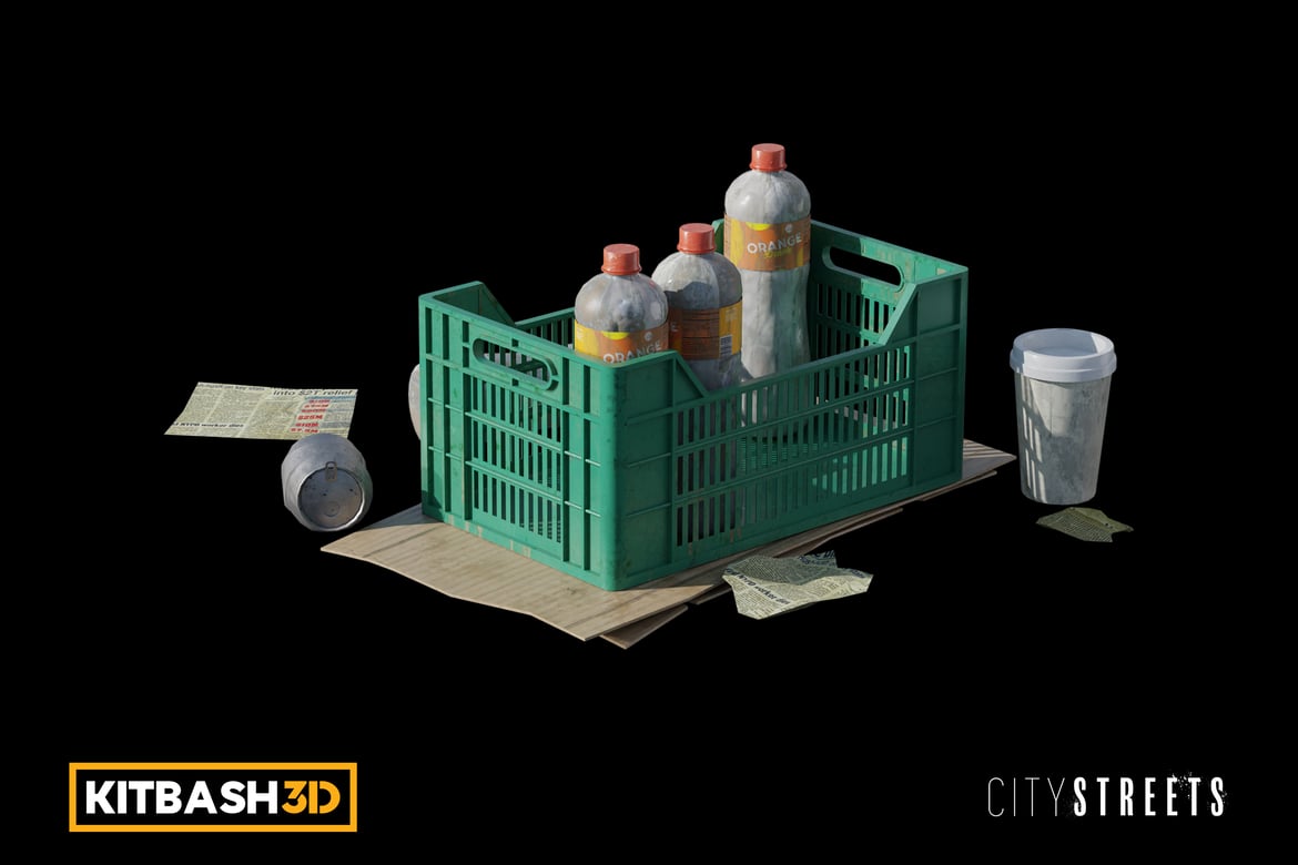 Download Kitbash: City Streets - Milk Crate Trash 3D Model