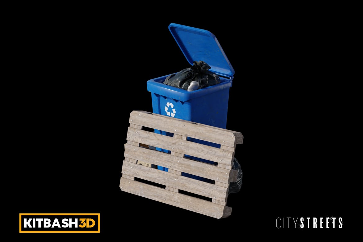 Download Kitbash: City Streets - Recycling Can 3D Model