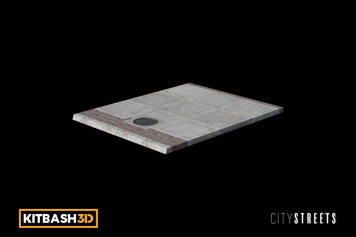 Download Kitbash: City Streets - Sidewalk A 3D Model