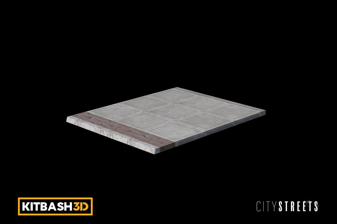 Download Kitbash: City Streets - Sidewalk B 3D Model