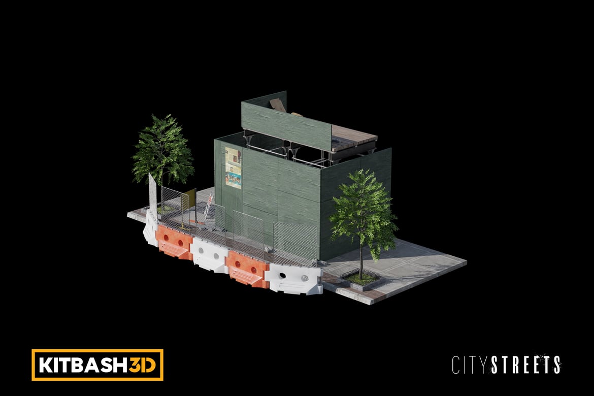 Download Kitbash: City Streets - Sidewalk Construction 3D Model