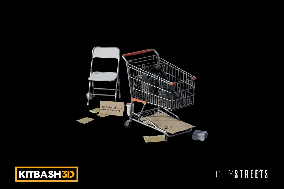 Download Kitbash: City Streets - Sidewalk Garbage 3D Model