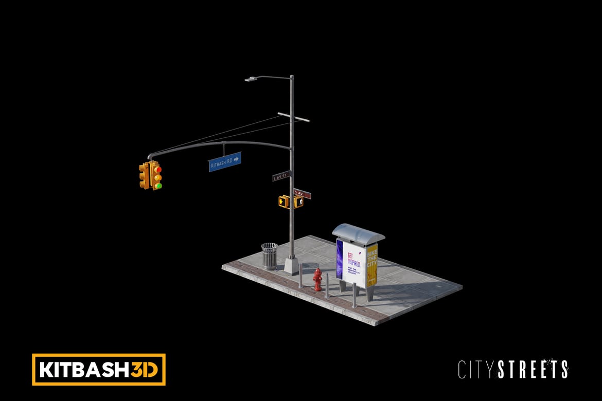 Download Kitbash: City Streets - Street Light 3D Model