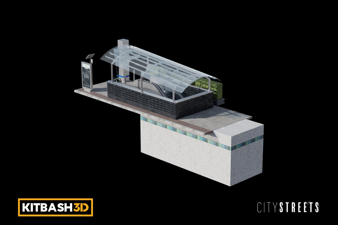 Download Kitbash: City Streets - Subway Escalator Entrance 3D Model