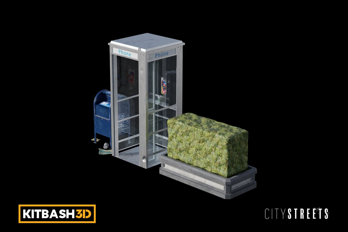 Download Kitbash: City Streets - Telephone Booth 3D Model