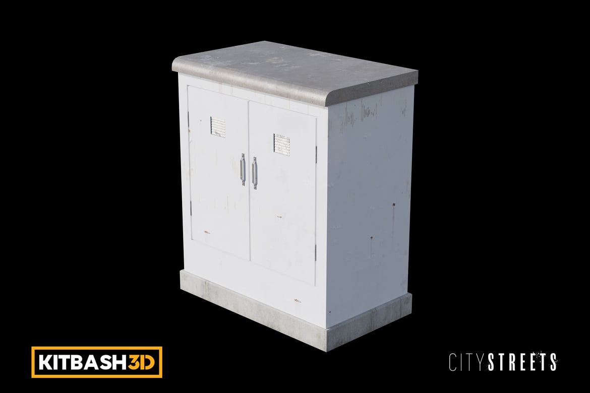 Download Kitbash: City Streets - White Electrical Box 3D Model