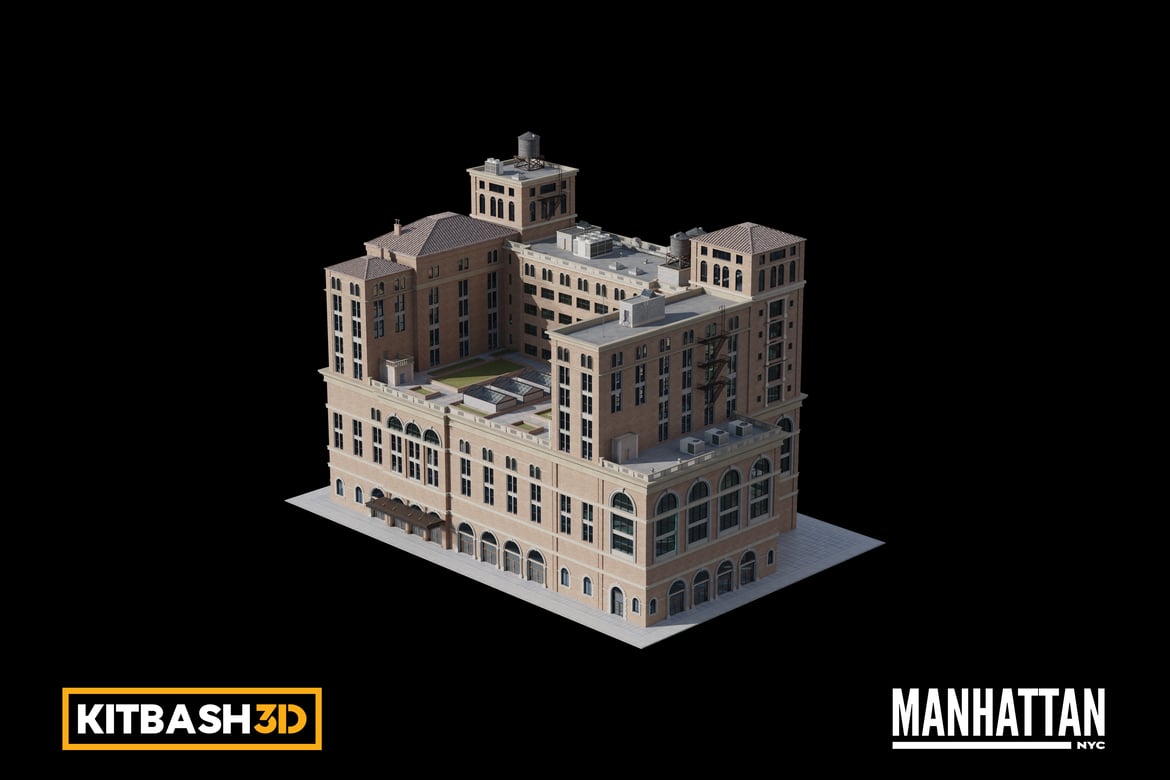 Download Kitbash: Manhattan - Apartment Building A 3D Model