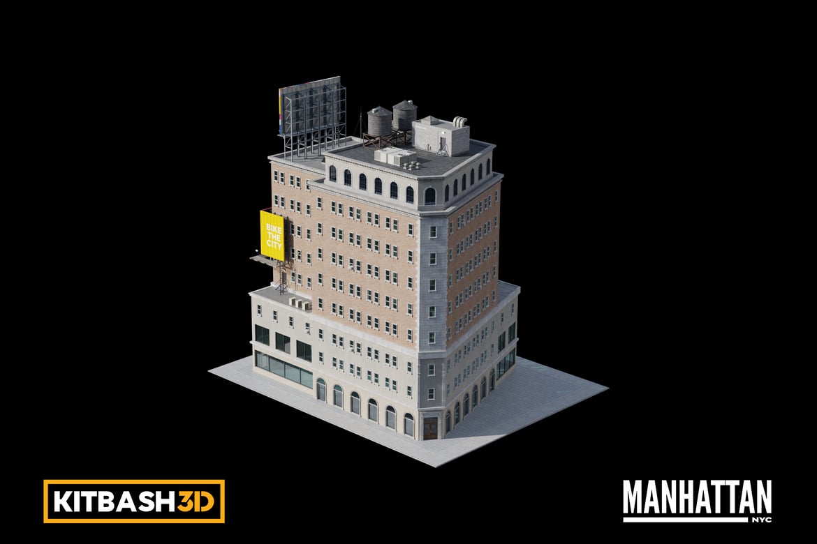 Download Kitbash: Manhattan - Apartment Building B 3D Model