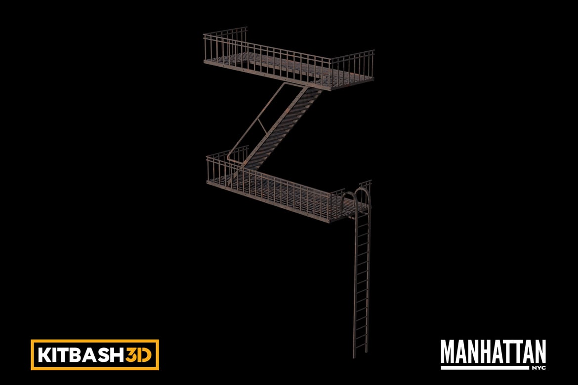 Download Kitbash: Manhattan - Fire Stairs A 3D Model