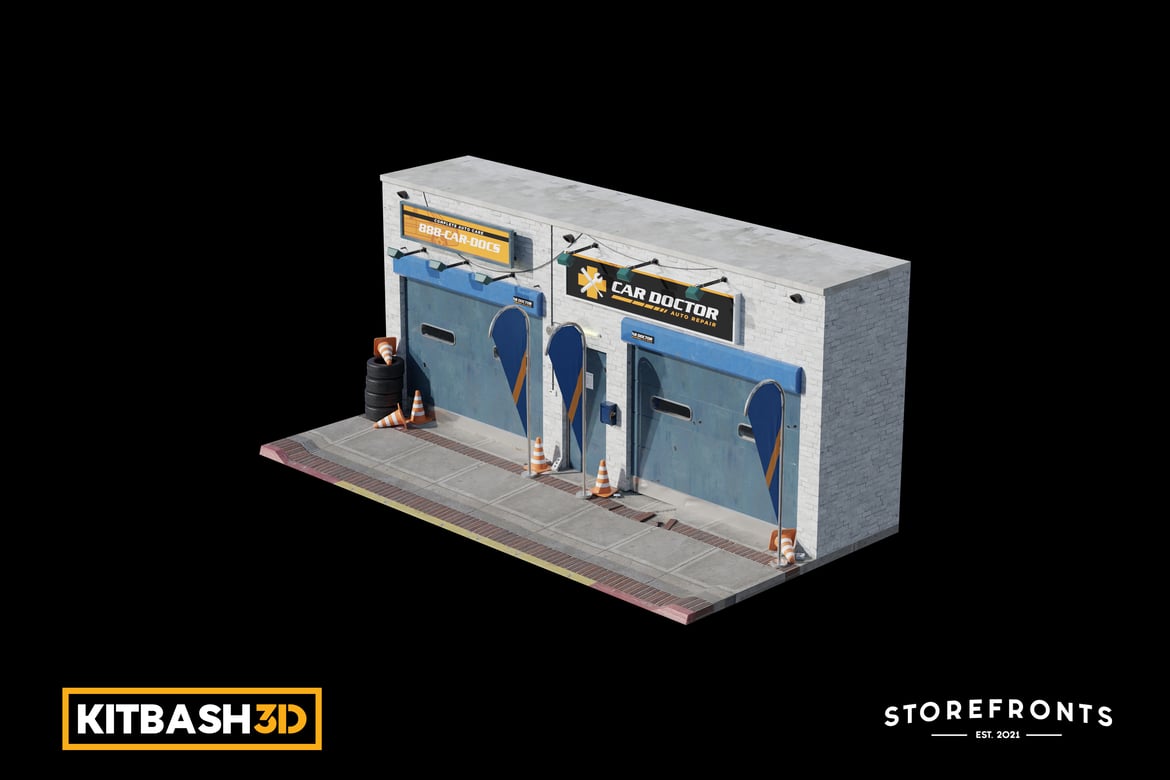 Download Kitbash: Storefronts - Auto Repair Shop 3D Model