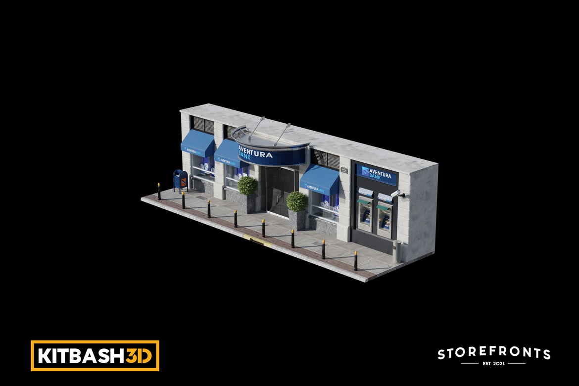 Download Kitbash: Storefronts - Aventura Bank 3D Model