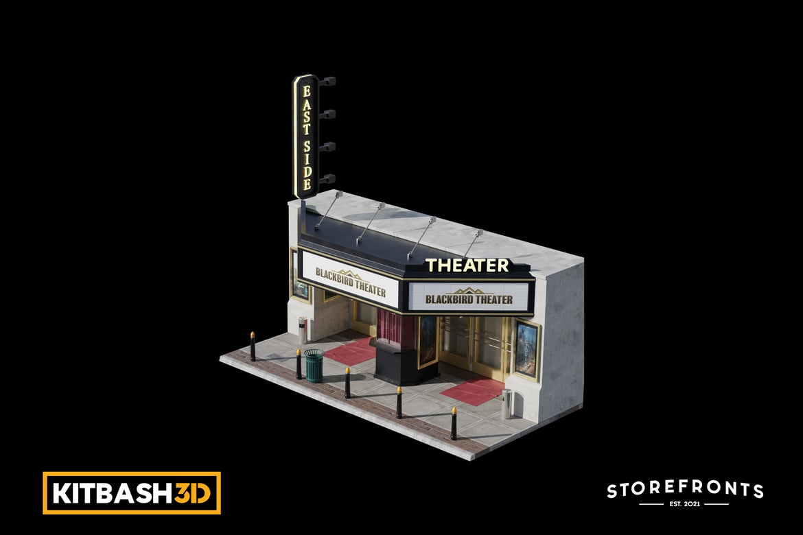 Download Kitbash: Storefronts - Blackbird Theater 3D Model