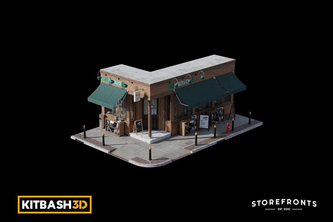 Download Kitbash: Storefronts - Book Store 3D Model