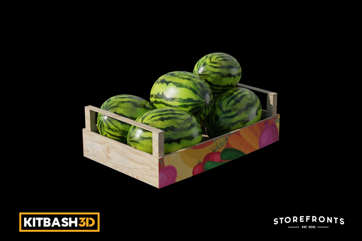 Download Kitbash: Storefronts - Box of Watermelons 3D Model