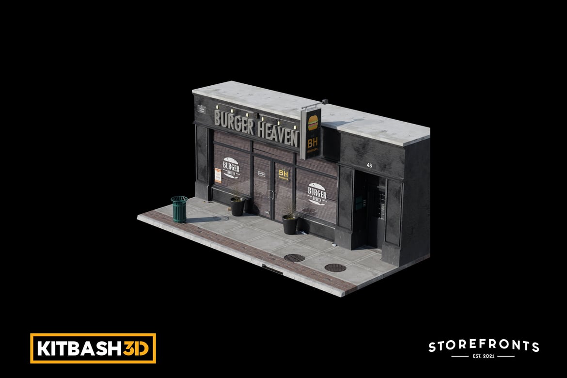 Download Kitbash: Storefronts - Burger Heaven 3D Model