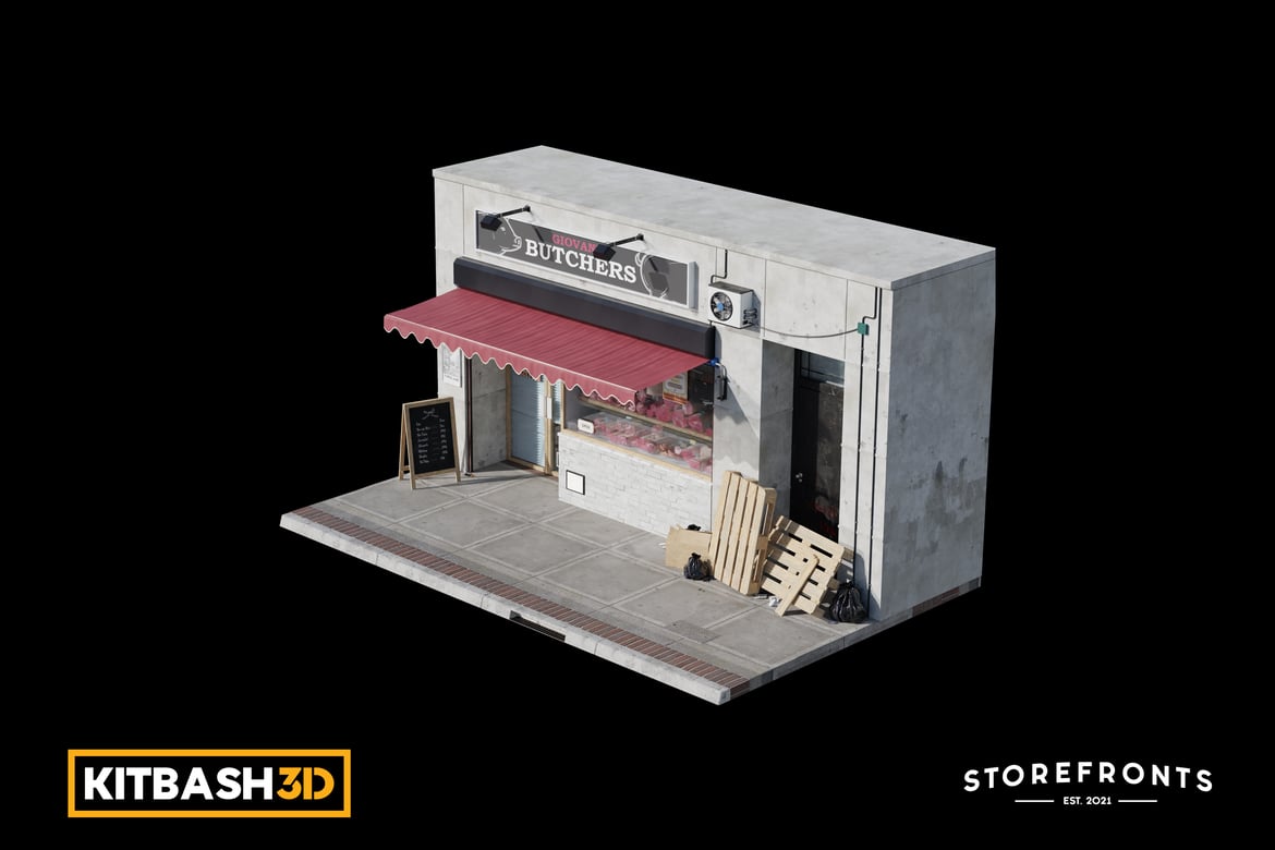 Download Kitbash: Storefronts - Butcher Shop 3D Model