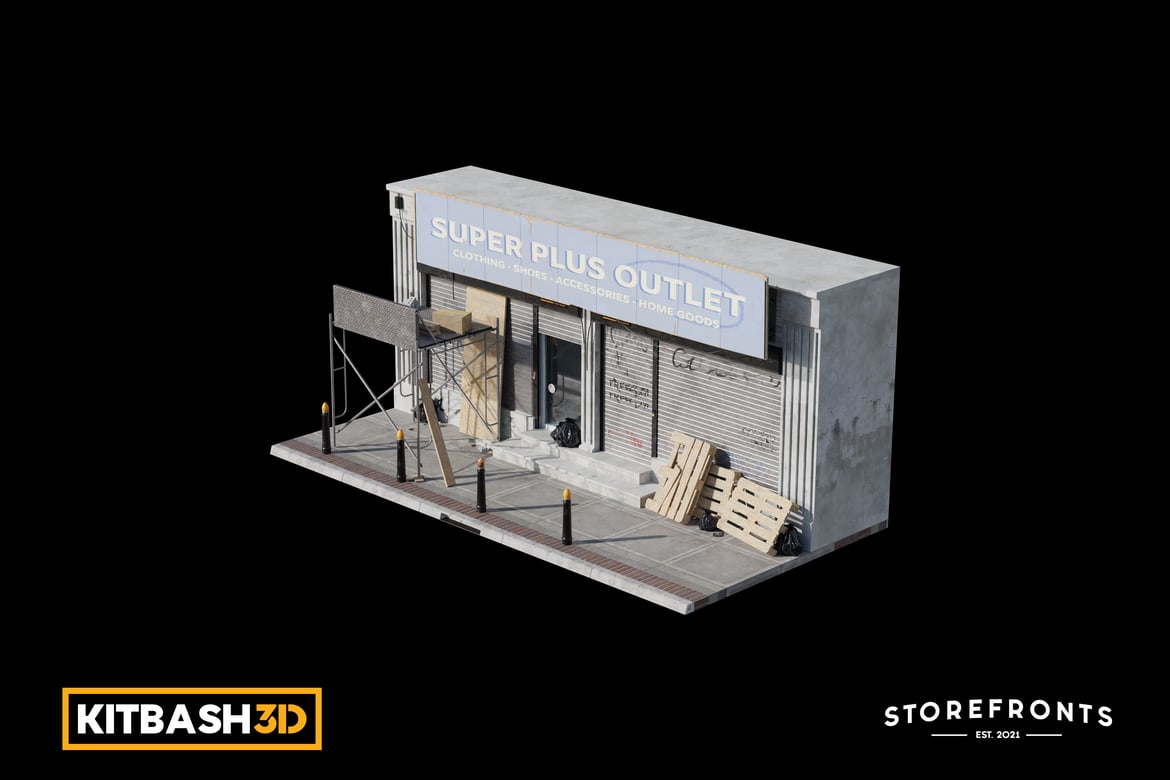 Download Kitbash: Storefronts - Closed Clothing Store 3D Model