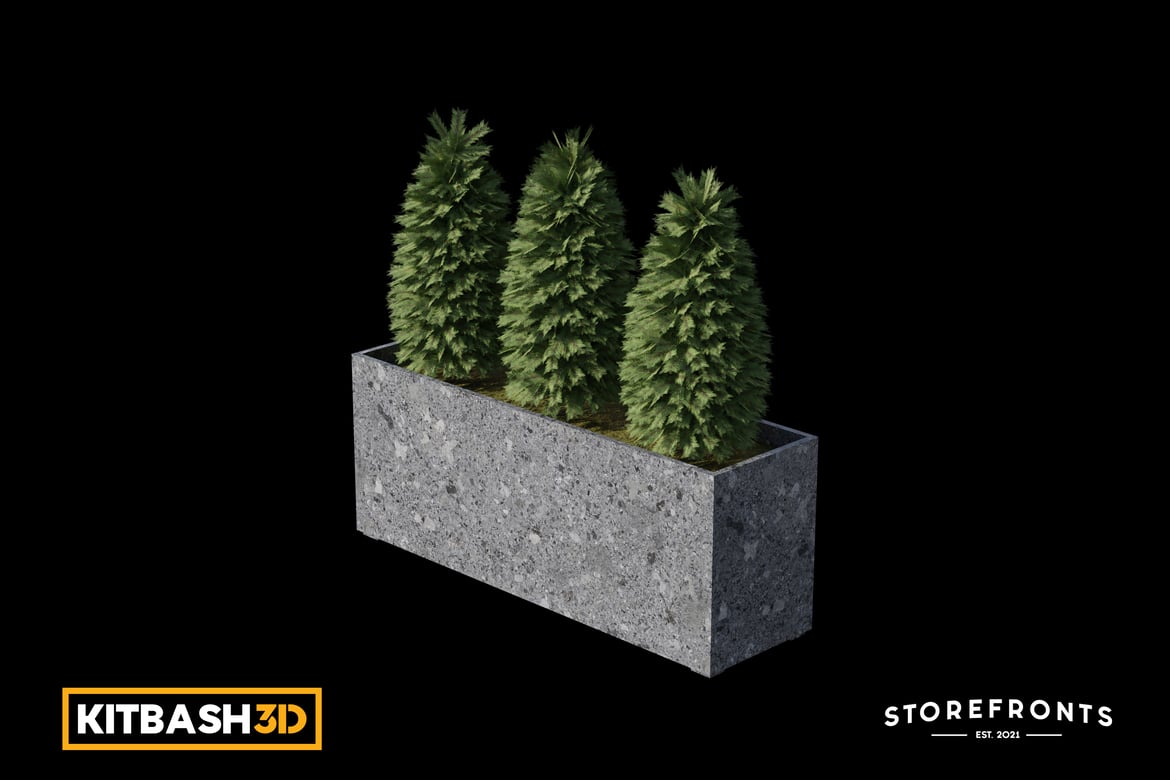 Download Kitbash: Storefronts - Concrete Planter A 3D Model