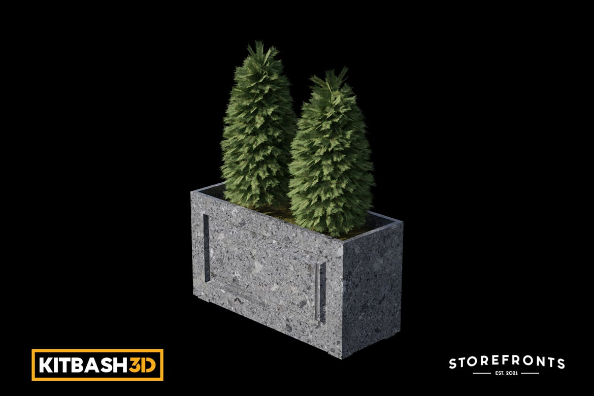 Download Kitbash: Storefronts - Concrete Planter B 3D Model