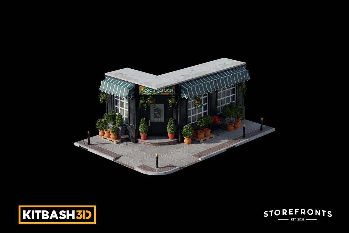 Download Kitbash: Storefronts - Eden's Garden Plant Shop 3D Model