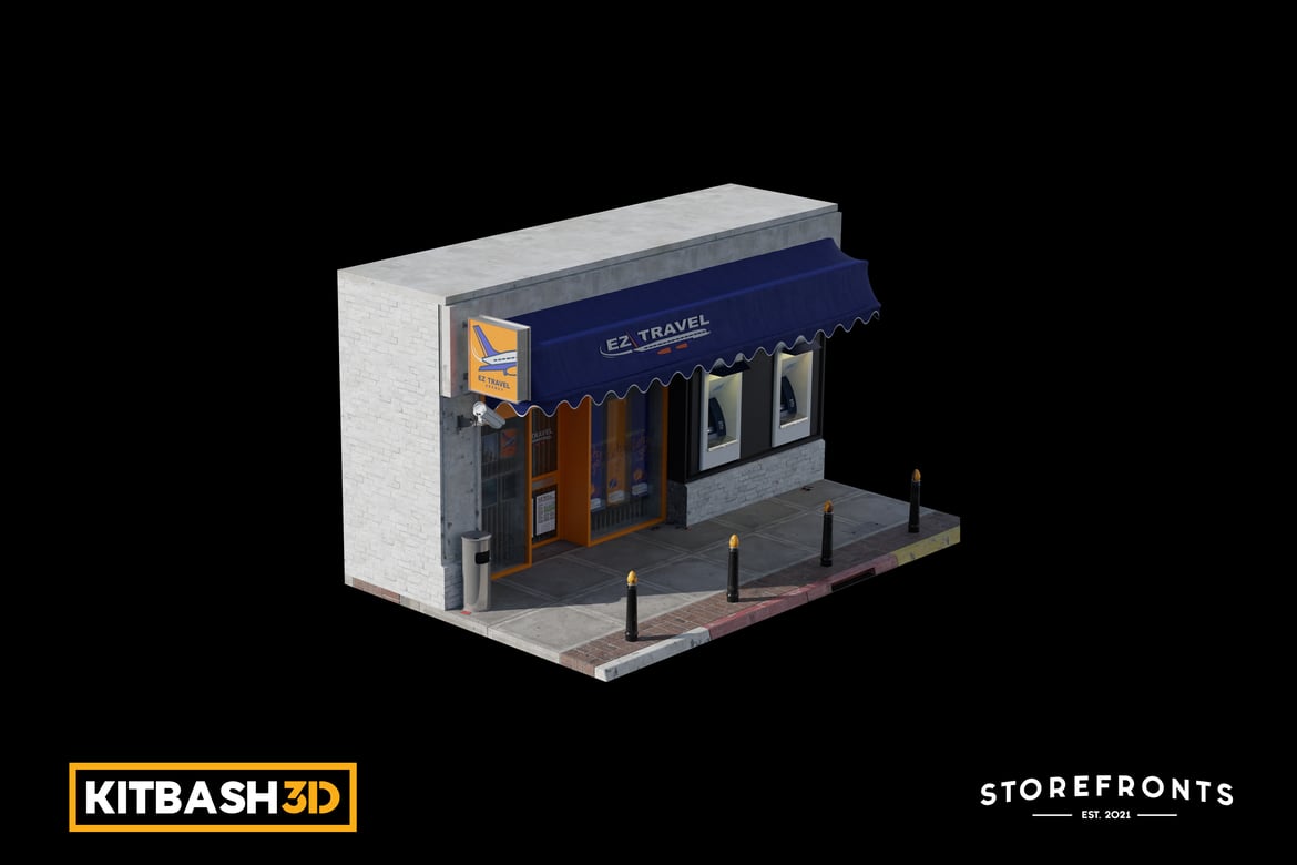 Download Kitbash: Storefronts - EZ Travel Agency 3D Model