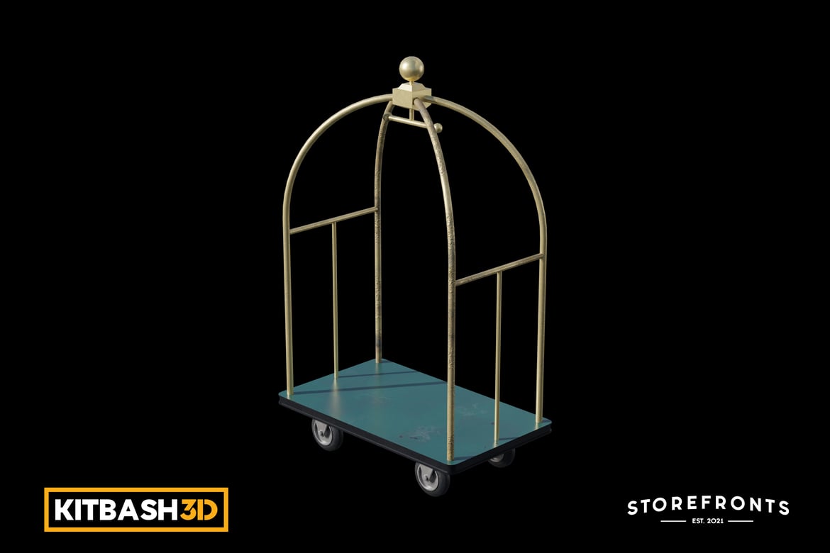 Download Kitbash: Storefronts - Hotel Luggage Cart 3D Model