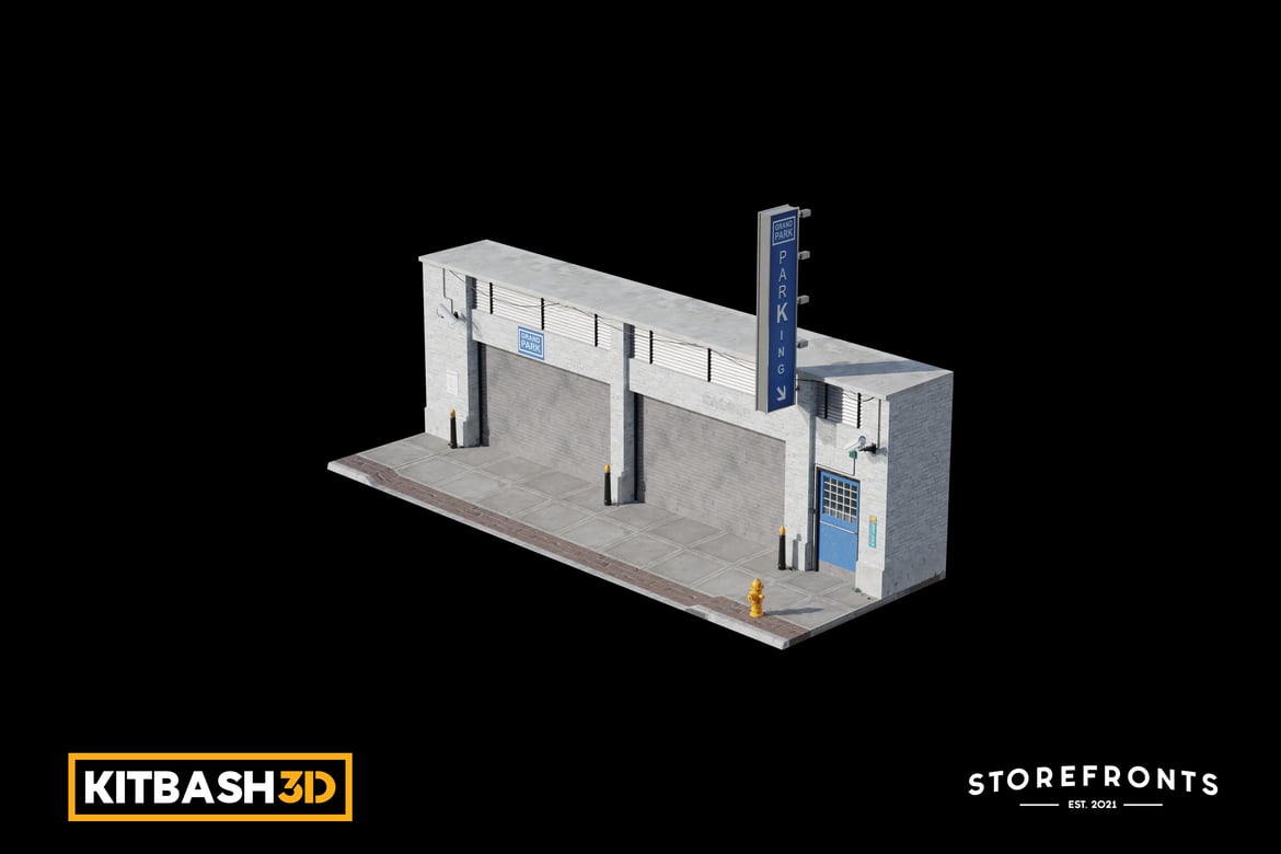 Download Kitbash: Storefronts - Parking Garage Entrance 3D Model