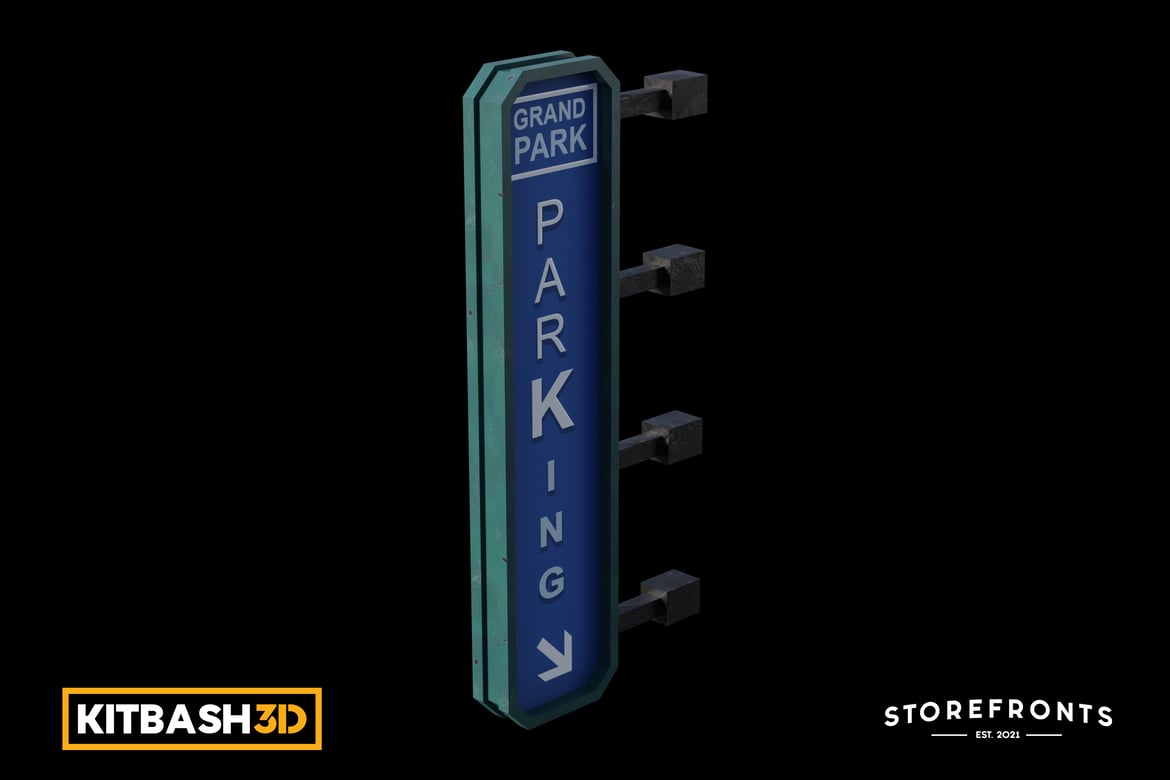 Download Kitbash: Storefronts - Parking Garage Sign 3D Model