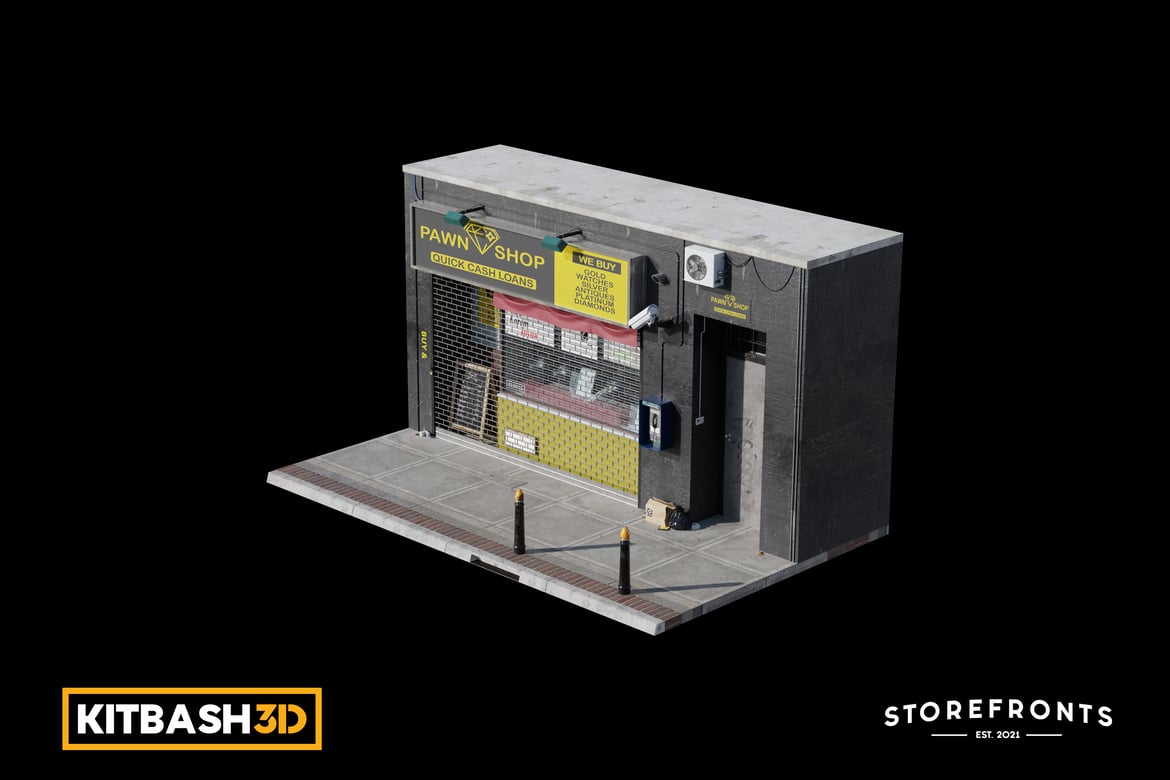 Download Kitbash: Storefronts - Pawn Shop 3D Model