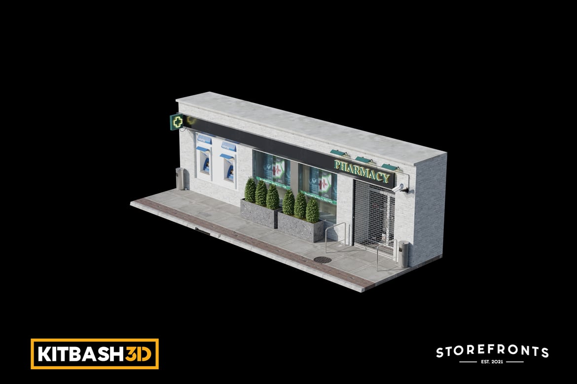 Download Kitbash: Storefronts - Pharmacy 3D Model