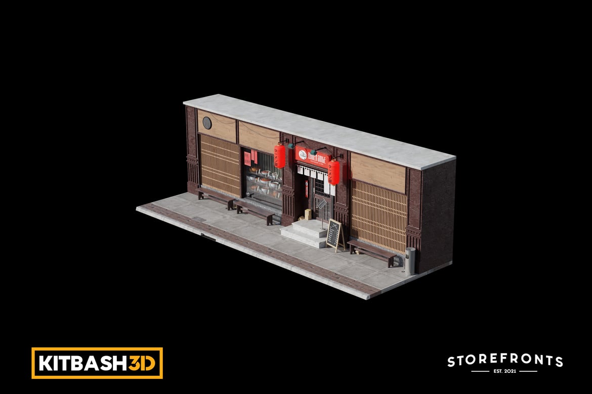 Download Kitbash: Storefronts - Ramen Shop 3D Model