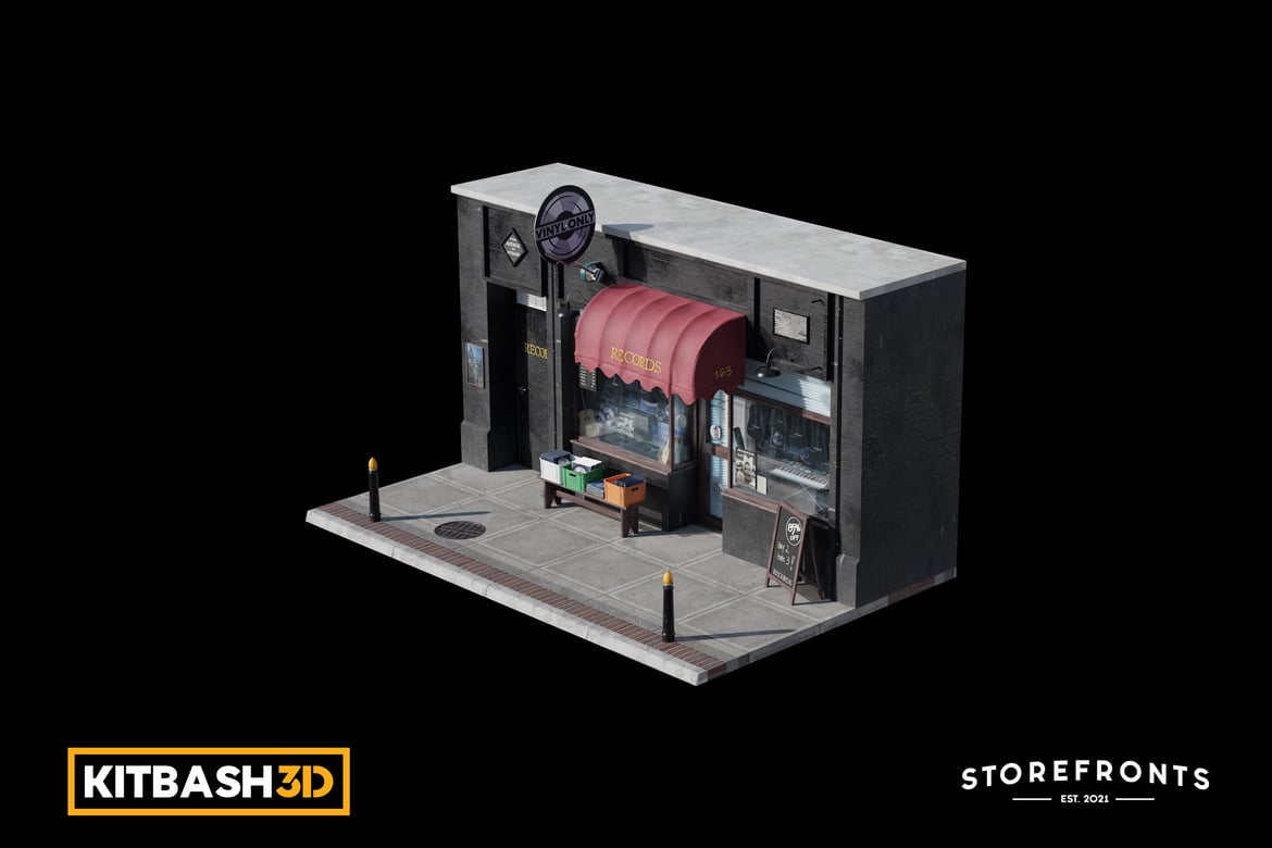 Download Kitbash: Storefronts - Record Store 3D Model